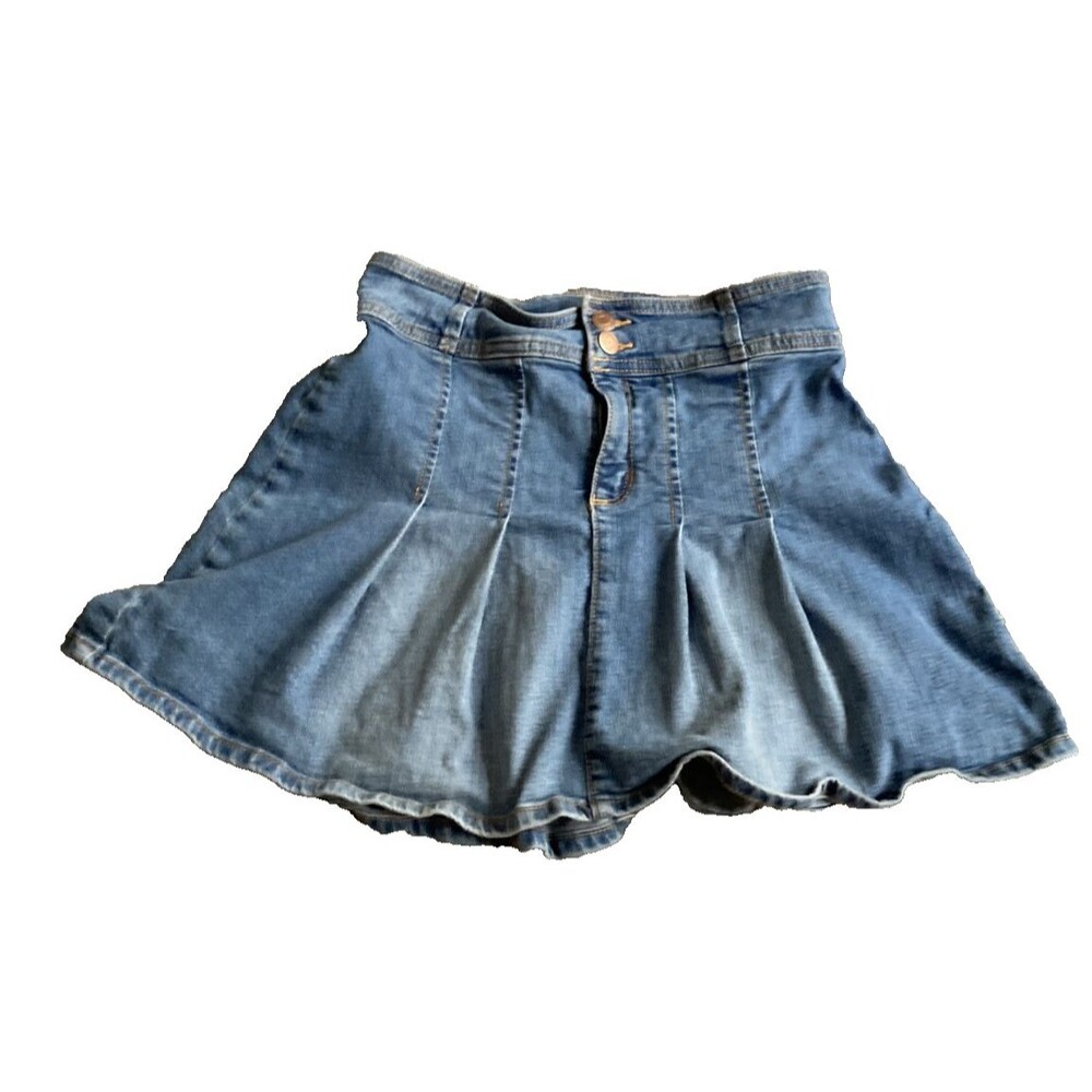 Girls Abercrombie Fitch Y2K Skirt Blue Denim Pleated Sz 13/14 Vintage Academia